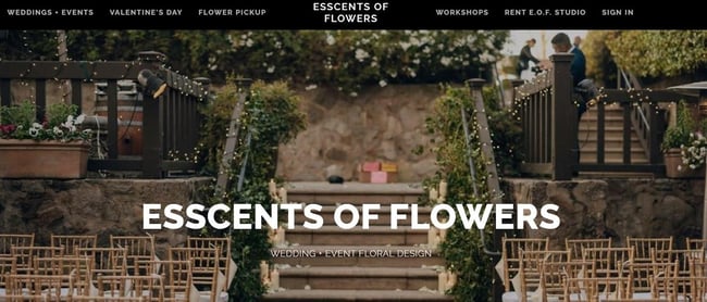 Best florist websites — design example from Esscents of Flowers.