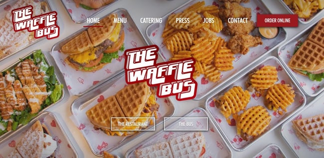 Food truck website design example from Waffle Bus.