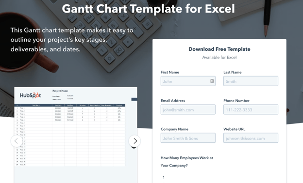 gantt chart example for excel from hubspot