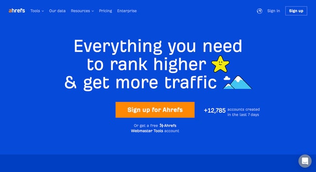 homepage design, ahrefs