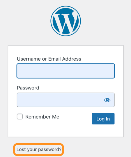 how to change password in wordpress: login page