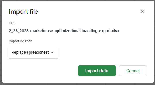 Click Import data.