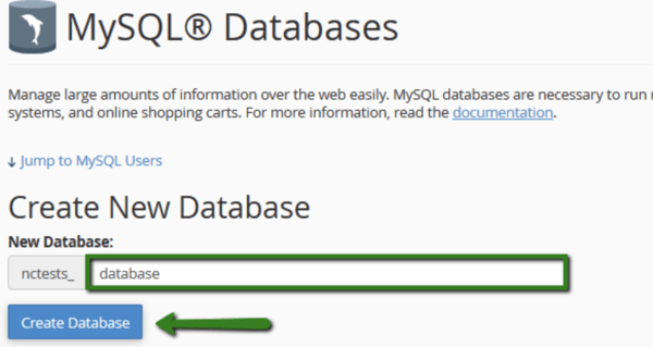 create new database page
