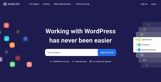 home page for the wordpress updates tool wpmudev
