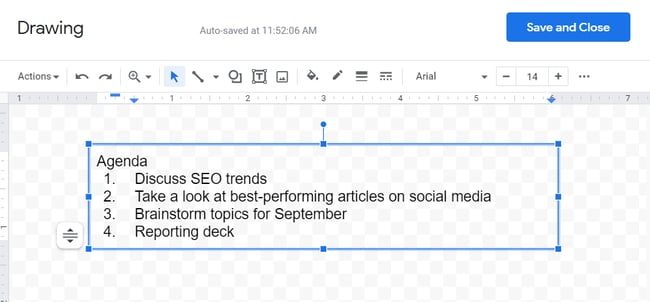 how to add a text box in google docs: type text