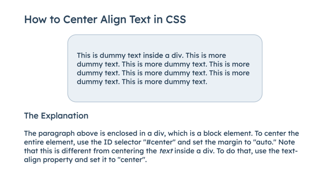 how to center text in css: centering a div