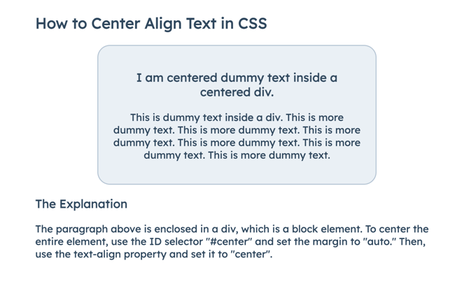 how to focus text in css: focusing the text inside a div