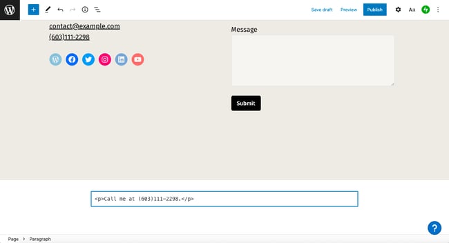How to Add a HTML Telephone Link to Your footer in WordPress: Click edit as HTML
