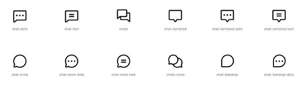 phosphor icons unfilled outlined black chat icons