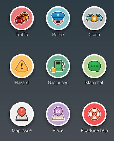 colored and filled waze app icons