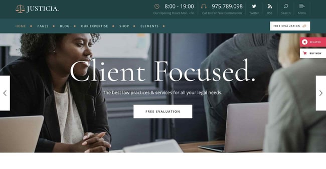 wordpress law firm themes: justicia