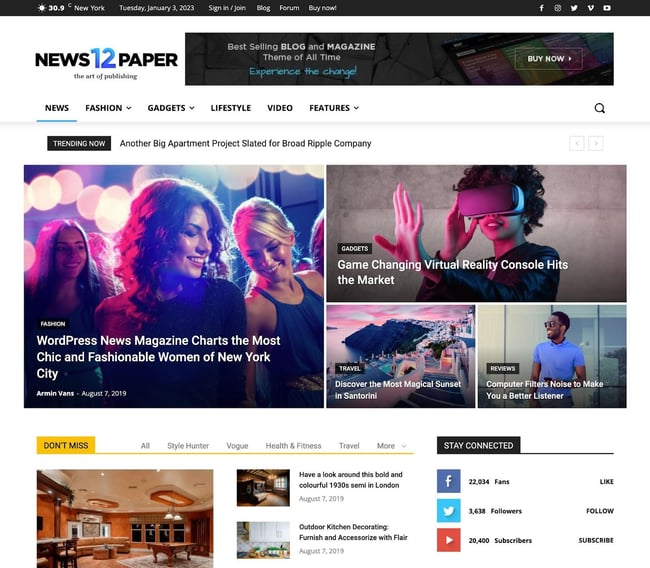 magazine WordPress themes, Newspaper