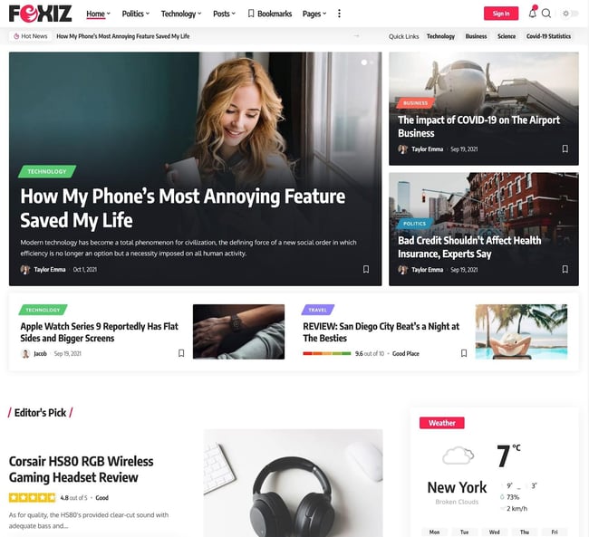 magazine WordPress themes, Foxiz
