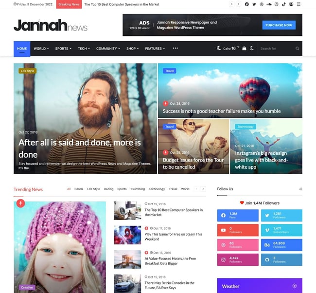 magazine WordPress themes, Jannah