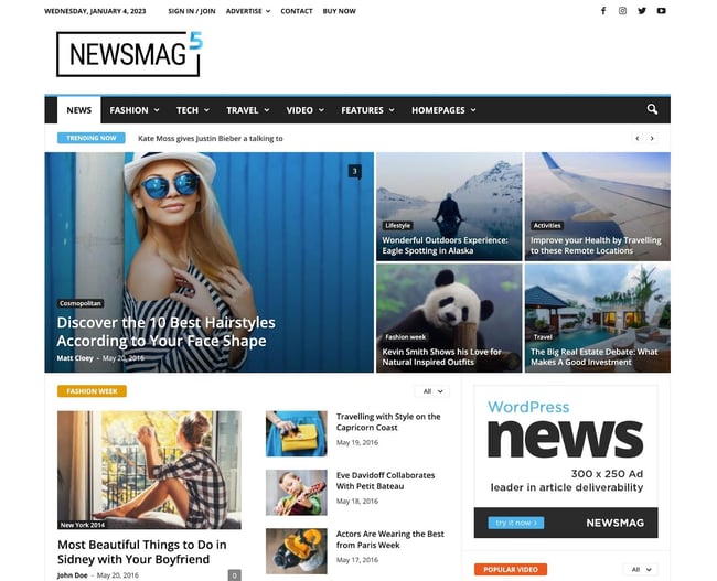 magazine WordPress themes, Newsmag