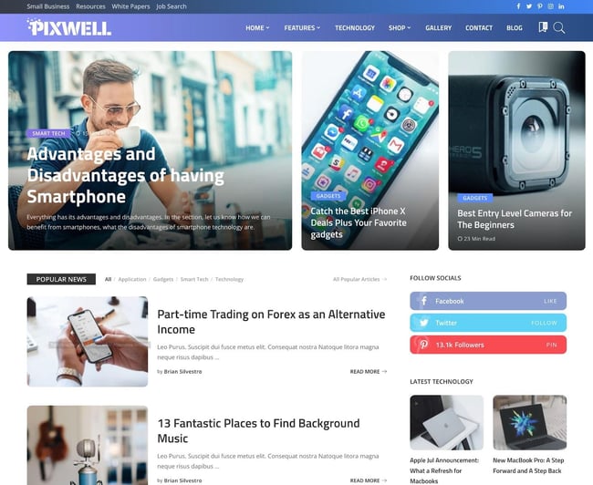magazine WordPress themes, Pixwell