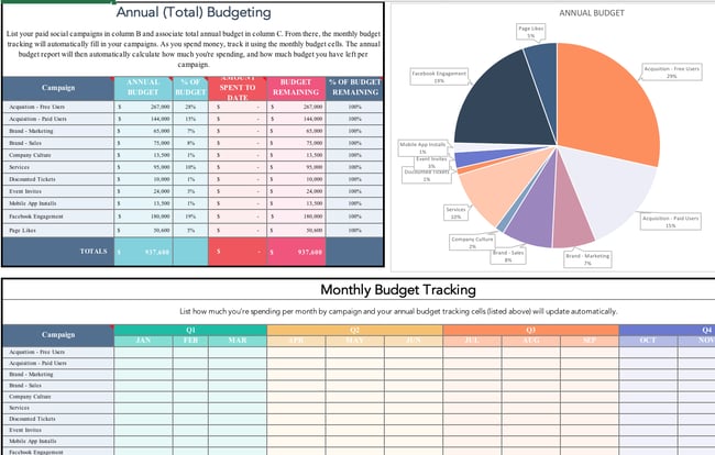 free marketing Microsoft Excel template: social media planner