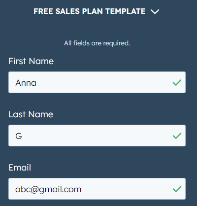mobile form design, three ticks displayed next to valid form inputs
