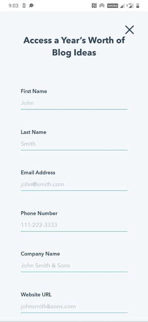 mobile form design, sign-up form with a single-column layout as viewed from a smartphone