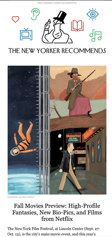 Best email newsletter examples, illustration from The New Yorker