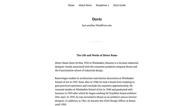 Newsletter WordPress themes, Davis is a WordPress theme geared for writers, putting the words front and center — making a newsletter a snap