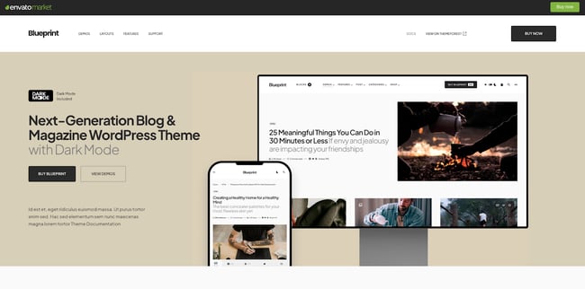 Newsletter WordPress themes, Blueprint is a professional-looking WordPress theme that you can integrate with your email service provider of choice