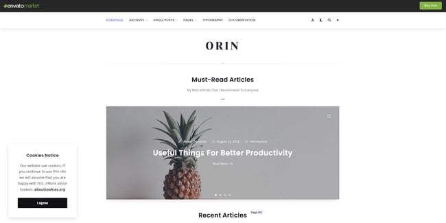 Newsletter WordPress themes, Orin offers a fully responsive WordPress theme with major plugin (read: newsletter) support