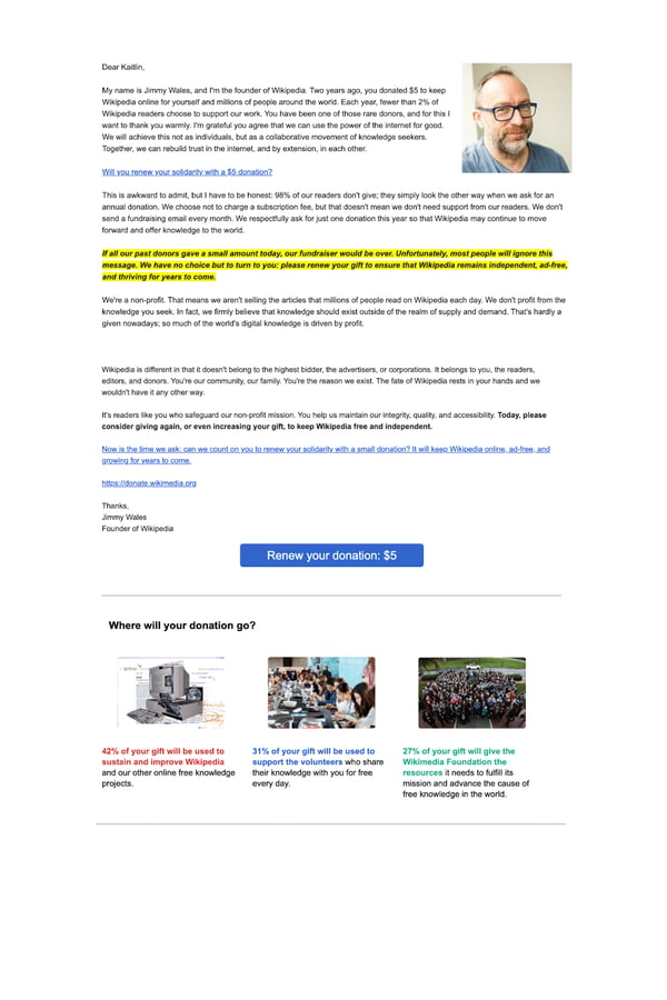 nonprofit newsletter example, Wikimedia