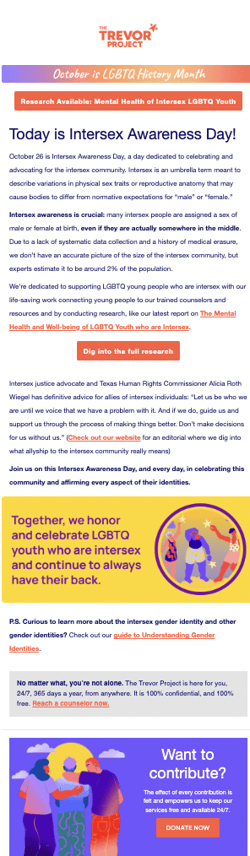 nonprofit newsletter ideas, The Trevor Project