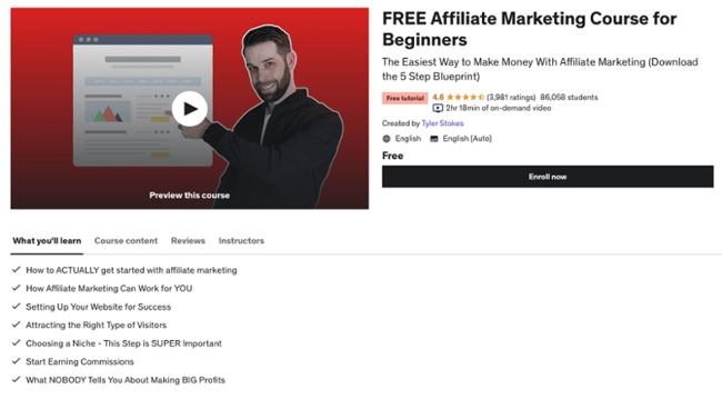 best online marketing classes and courses: affiliate marketing for beginners