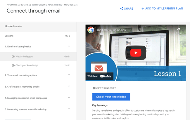best online marketing classes and courses: email marketing by google digital garage