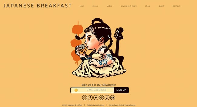 homepage of the orange website japanese breakfast