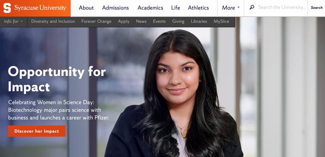 homepage of the orange website syracuse university