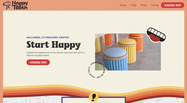 homepage of the orange website happy tooth