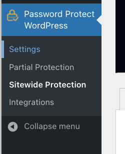 password protect wordpress: ppwp plugin options on sidebar