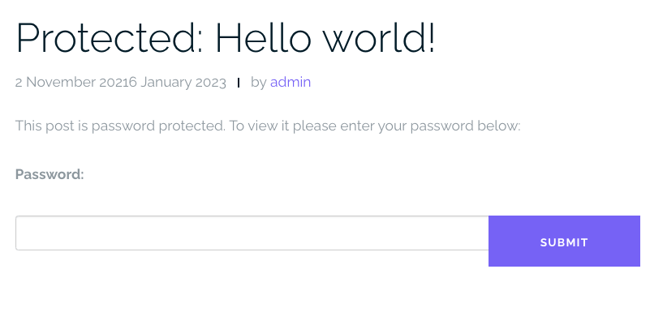 password protect wordpress: password protected post