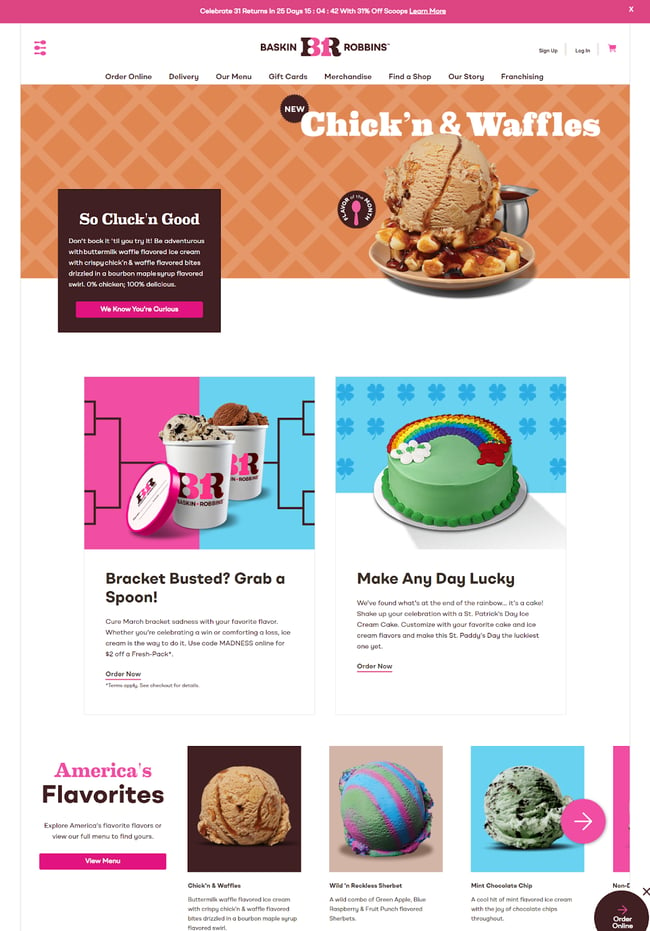 pink website designs, Baskin Robbins