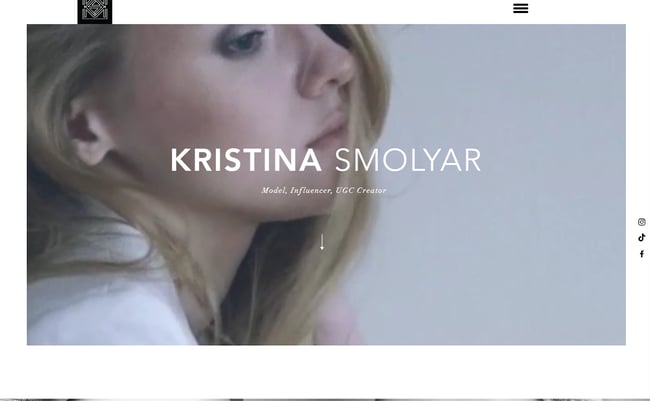 Best portfolio websites for developers, example from Kristina Smolyar.