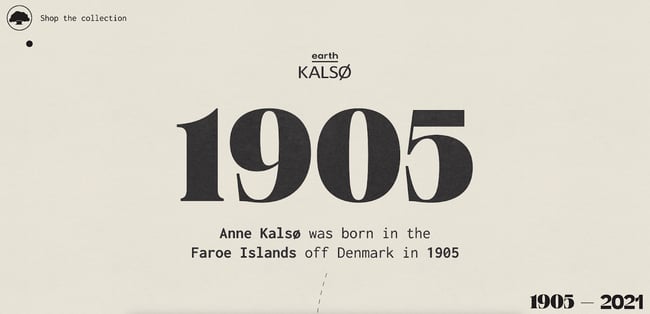 Kalso showcases its products and history on its website with a tactile, animated scrapbook