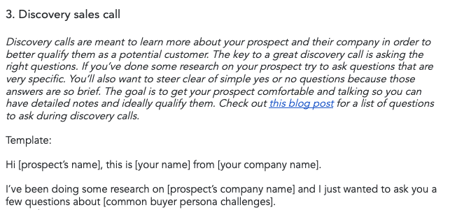 sales script template: discovery call