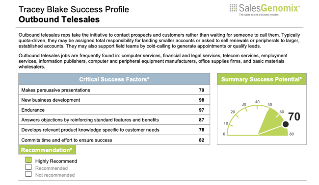 sales skill assessment: salesgenomix