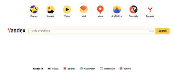 top search engines: Yandex search home page,Top 11 Search Engines