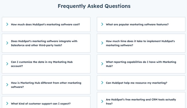 seo strategy: FAQ in marketing hub