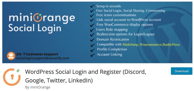 the wordpress social login plugin miniorange