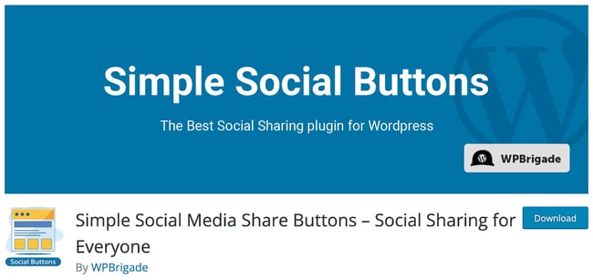 download page for the social media widget simple social media share buttons