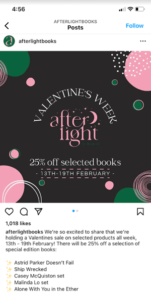 social media holiday post: afterlight books
