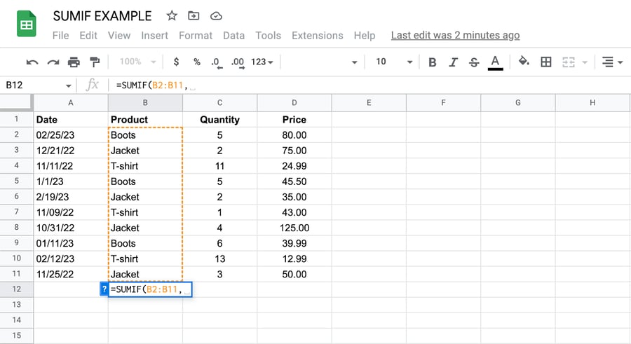 How to Use SumIf in Google Sheets