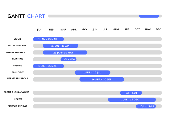 Gantt Chart - product creation strategy