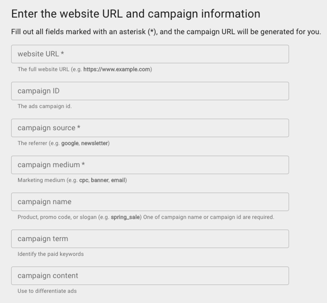 how to build utm codes google analytics: fill out the form