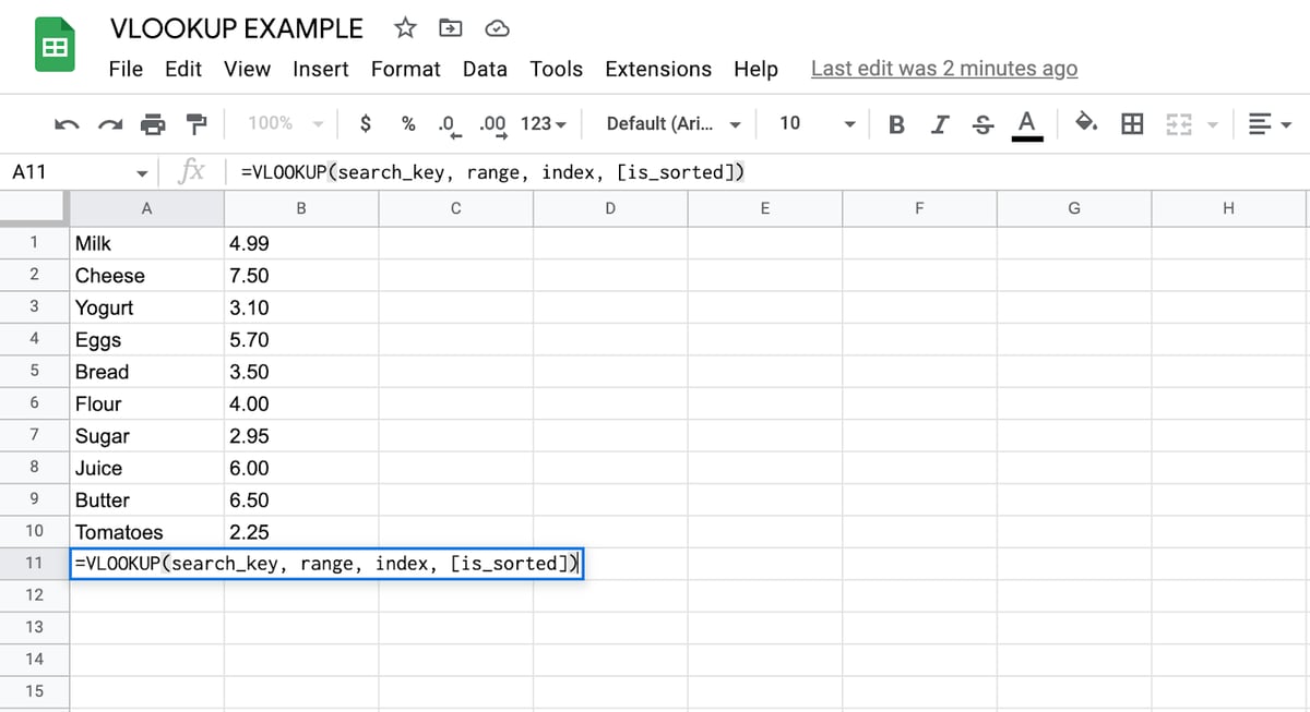 How to Use vlookup in Google Sheets